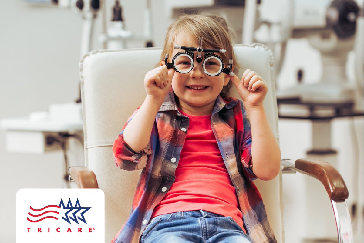 TRICARE's tweet image. How many fingers are we holding up? Get your child’s eyes checked before the end of the summer for back to school! TRICARE covers annual routine eye exams for active-duty family members. 

Learn more at: tricare.mil/Vision

 #EyeExam #Back2School