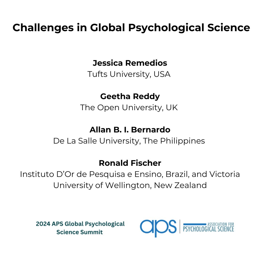Association for Psychological Science (@psychscience) on Twitter photo The APS Global Psychological Science Summit will be held online October 23-24, 2024. Meet the plenary speakers of this exciting two-day event: psychologicalscience.org/conventions/gl… <a href="/ShinobuKitayama/">SKitayama</a> <a href="/JoHenrich/">Joe Henrich</a> @jdremedios <a href="/ronald_fischer/">Ron Fischer</a> <a href="/eranh75_eran/">Eran Halperin</a> #APSGlobal The APS Global Psychological Science Summit will be held online October 23-24, 2024. Meet the plenary speakers of this exciting two-day event: psychologicalscience.org/conventions/gl… <a href="/ShinobuKitayama/">SKitayama</a> <a href="/JoHenrich/">Joe Henrich</a> @jdremedios <a href="/ronald_fischer/">Ron Fischer</a> <a href="/eranh75_eran/">Eran Halperin</a> #APSGlobal