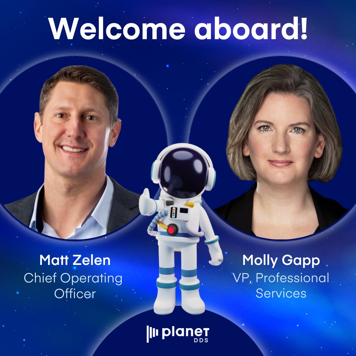 We're ecstatic to welcome aboard the Planet DDS rocket ship, Matt Zelen and Molly Gapp! 🚀

Matt joins us as our COO, and Molly comes to us as our VP of Professional Services. 

Welcome to the team! 🌟 planetdds.com/newsroom/matt-…

#TeamPlanetDDS #WelcomeAboard #LeadershipTeam