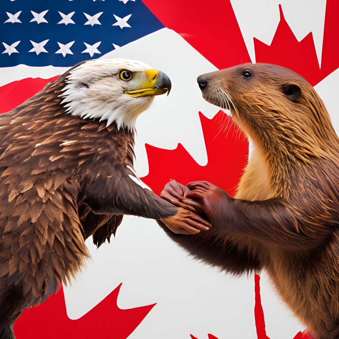 usembassyottawa's tweet image. Happy Friendship Day, @CanEmbUSA!  
 
We asked AI to generate an image of an eagle and beaver to represent our strong friendship. The result? Let's just say AI still has a lot to learn about animal anatomy. But our friendship? Masterpiece material.