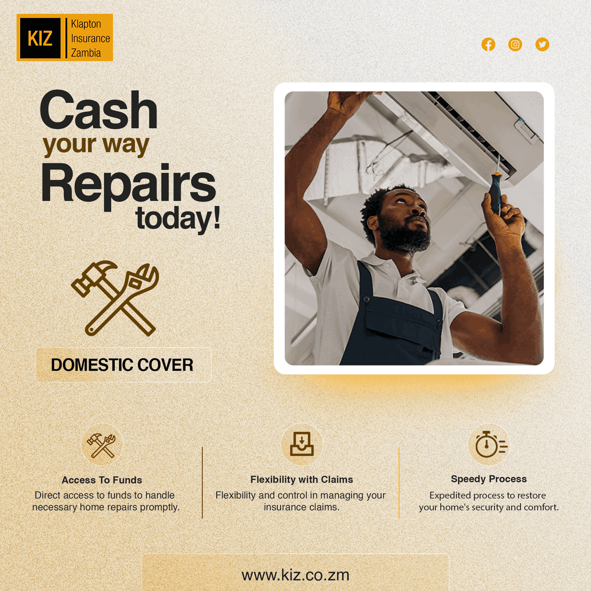 InsureKIZ's tweet photo. Cash settlement options give you control over your claims. Get back on track faster with KIZ Home Insurance. 💵 https://t.co/gOnjQmJmAs