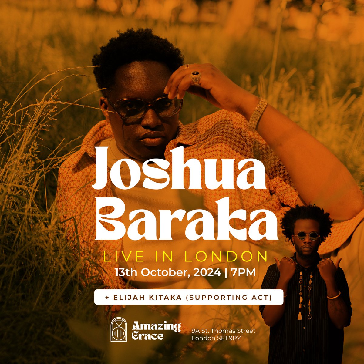 itsJoshuaBaraka's tweet photo. I’m unusually happy to share that my G @Elijah_Kitaka1 will be joining me for my headline show at @amazinggraceldn 🇬🇧! Don’t miss out on this unforgettable night of live music. Get your tickets NOW ➡️ https://t.co/ARDdqHCxVa and stay tuned for more updates🚀 https://t.co/0wVZ56uKov