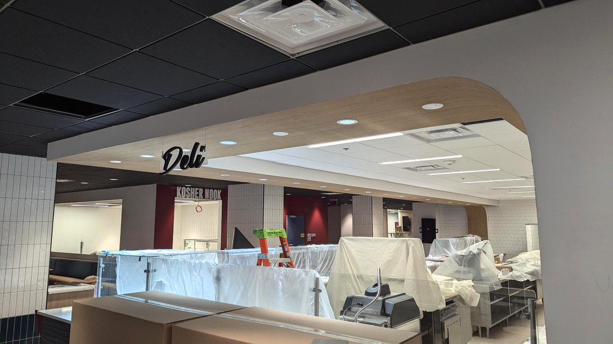 AmericanUDining's tweet photo. Exciting sneak peek of TDR!!! Renovation is in full swing, and our construction team is working hard to have everything ready for the fall semester. Get ready for a fresh new dining experience! 🍽️✨ #loveaukitchen #chartwellshighered https://t.co/sOOk50vujD