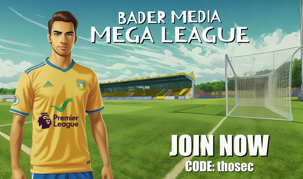Bader Media Entertainment CIC (@mediabader) on Twitter photo The new <a href="/OfficialFPL/">Fantasy Premier League</a> is upon us! Are YOU up for the challenge of winning the BADER MEDIA MEGA LEAGUE?
Sign up at this link fantasy.premierleague.com and enter our league using the code: thosec
This league is completely free and all for a bit of community fun, there's a trophy 🏆 The new <a href="/OfficialFPL/">Fantasy Premier League</a> is upon us! Are YOU up for the challenge of winning the BADER MEDIA MEGA LEAGUE?
Sign up at this link fantasy.premierleague.com and enter our league using the code: thosec
This league is completely free and all for a bit of community fun, there's a trophy 🏆