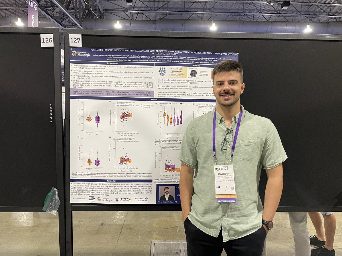 Matheus Rodrigues (@mathscad) on Twitter photo Day 3: if you are interested in vascular co pathology and the association of plasma lipid biomarkers with brain volume in AD, come visit my poster #127 at 3:30 PM! <a href="/LabPascoal/">Pascoal Lab</a> #AAIC24 Day 3: if you are interested in vascular co pathology and the association of plasma lipid biomarkers with brain volume in AD, come visit my poster #127 at 3:30 PM! <a href="/LabPascoal/">Pascoal Lab</a> #AAIC24
