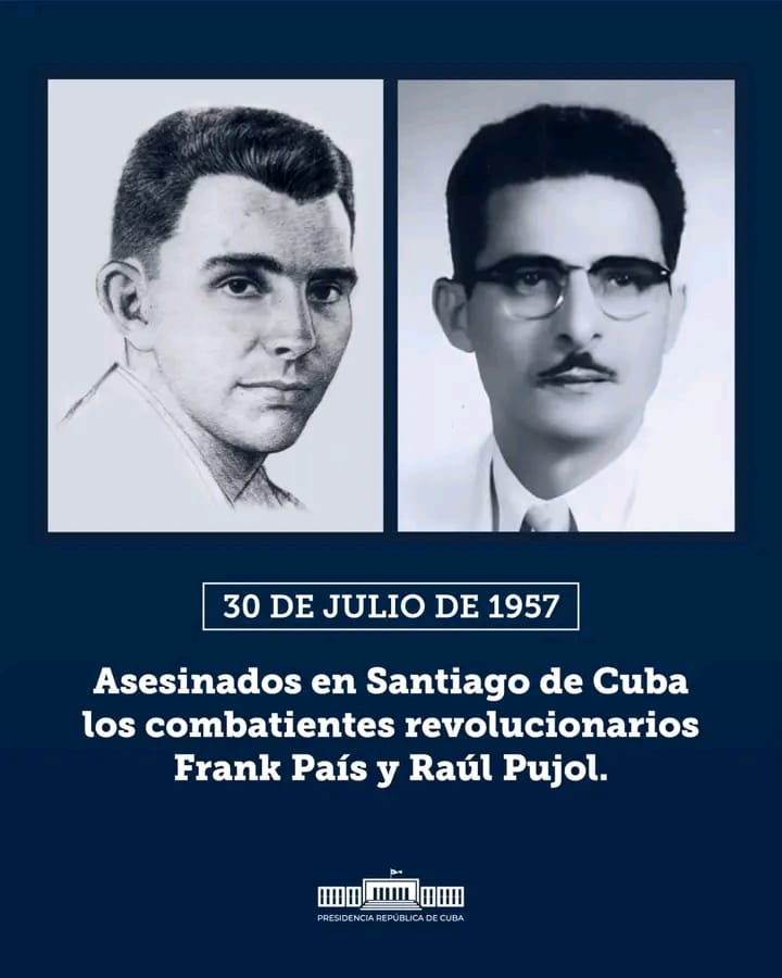 Hoy es el Día de los Mártires de la Revolución, aún el pueblo santiaguero recuerda el vil asesinato de Frank País y Raúl Pujols.  ¡Qué bárbaros!  ¡Qué monstruos! No saben la inteligencia, el carácter, la integridad que han asesinado. Frank vive en cada cubano <a href="/elsa_ena/">Ena Elsa Velázquez Cobiella</a> <a href="/CubaMined/">MINED</a>