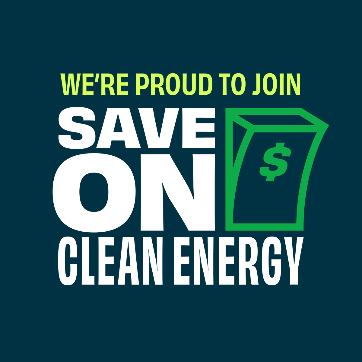 Affordable clean energy is within reach! We’re excited to announce we’ve joined the #SaveOnCleanEnergy Coalition with <a href="/CivicNation/">Civic Nation</a> and <a href="/ENERGY/">U.S. Department of Energy</a> to empower Americans to adopt clean energy at home and in their communities.⚡️🌱

See how you can save at saveoncleanenergy.org