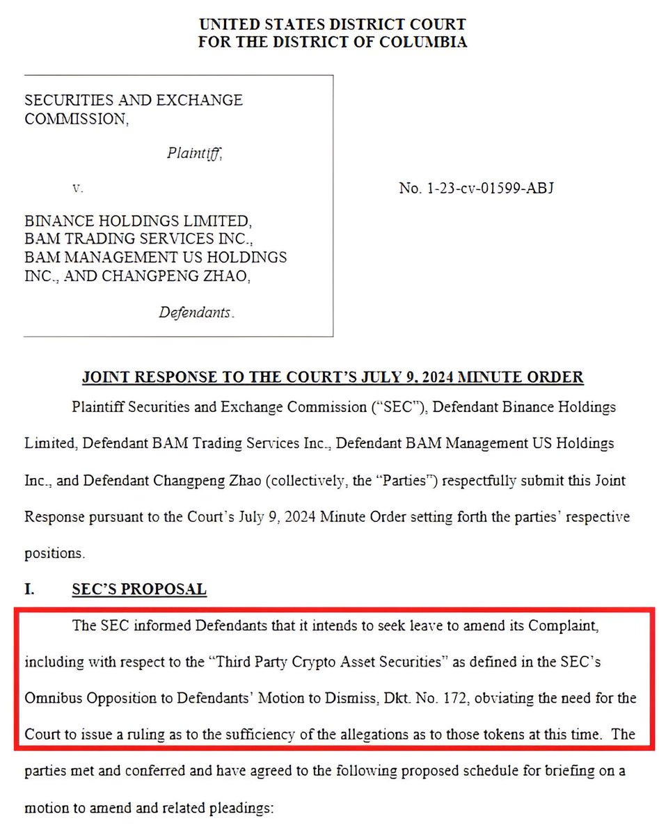 ManitSingh_'s tweet photo. BREAKING: 🇺🇸SEC is updating its complaint against #Binance, no longer focusing on proving tokens like #Solana are securities.
#CryptoNews #crypot嫩妹会所 https://t.co/07H4wM087l