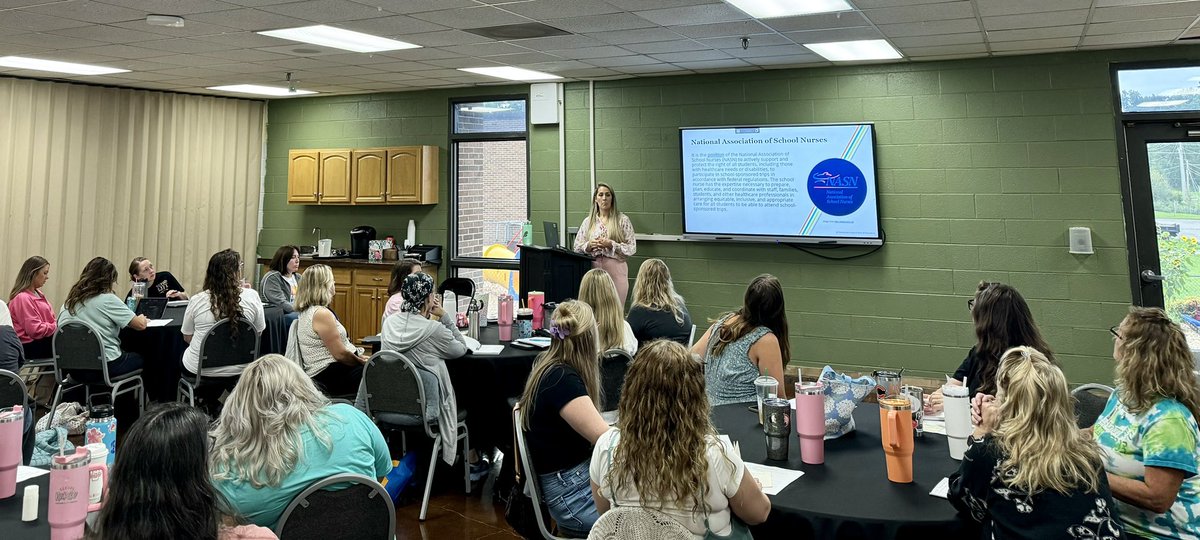 acschoolnurses's tweet photo. Thank you to Amanda Johnson, School Nurse Consultant at @TNedu for presenting to our school nurses this morning and welcoming them back for the school year. @ACSchoolsTN  #everystudenteveryday https://t.co/7mibd3pFm1