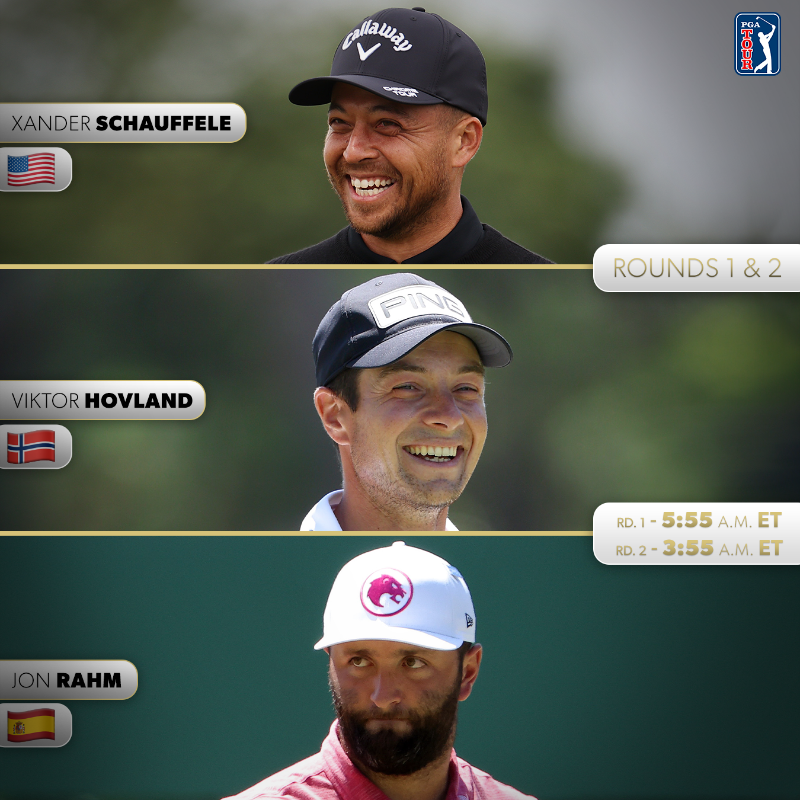 PGATOUR's tweet photo. Tee times are live @OlympicGolf 🥇🥈🥉