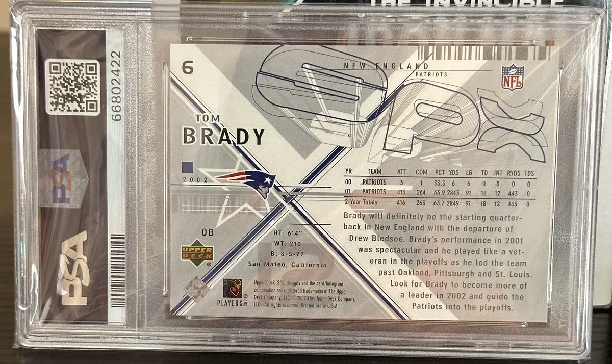 A2ZCollecting's tweet photo. @Elliott0924 @davisdugout PSA 9 Tom Brady SPx refractor $35 shipped https://t.co/FoRT35wrqA