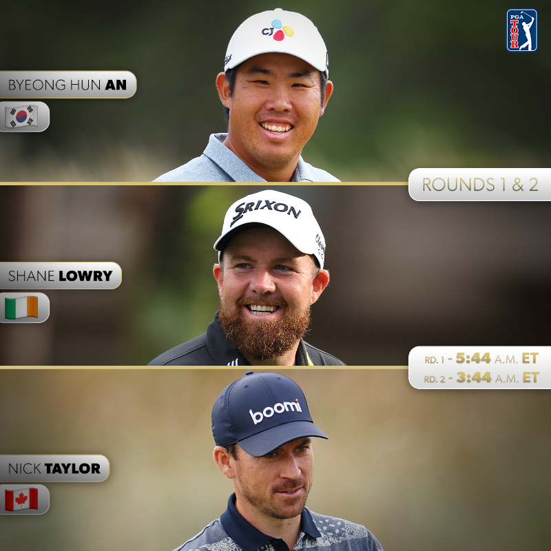 PGATOUR's tweet photo. Tee times are live @OlympicGolf 🥇🥈🥉