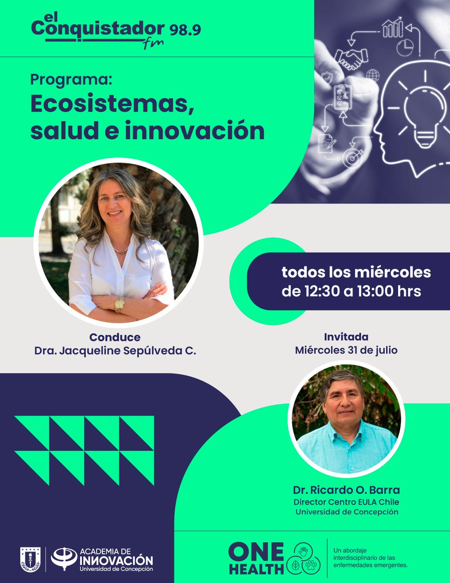 ¡Mañana! 
Mañana conversaremos con el Dr. Ricrado O. Barra, Director Centro EULa Chile y docente de la universidad de Concepción. 
Nos vemos mañana a través de Radio El Conquistador:
- Concepción/Talcahuano 98.9
- Chillán 92.9
- Angol 91.1
¡Nos vemos!