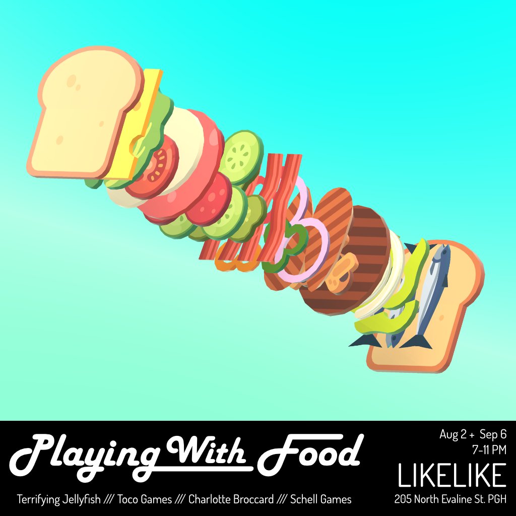 PLAYING WITH FOOD
A buffet of games about food and cooking.

Friday August 2
Friday September 6
likelike.org/2024/07/30/pla…