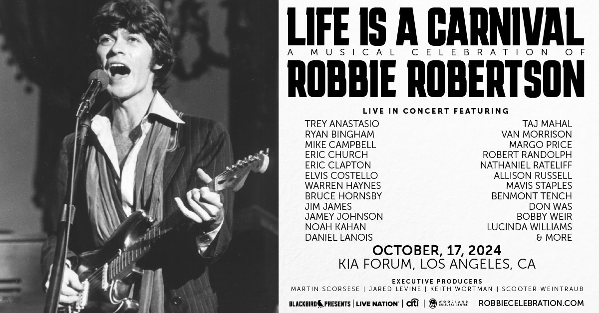 brucehornsby's tweet photo. I am pleased to be a part of a very special concert celebration honoring the legendary Robbie Robertson. “Life Is a Carnival: A Musical Celebration of Robbie Robertson” will take place on Thursday, October 17, at the Kia Forum, in Los Angeles, CA. https://t.co/hEPIz84GAN