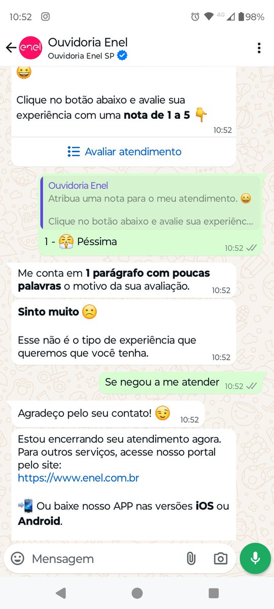 murilo81's tweet photo. Ouvidoria da Enel @EnelClientesBR @ANEEL_govbr @EnelBrasil se negando a realizar meu ateimento, onde estou com problemas a 2 meses para religar a minha luz .. mais um processo nas costas .. @proconspoficial https://t.co/mi2TkJb1X1