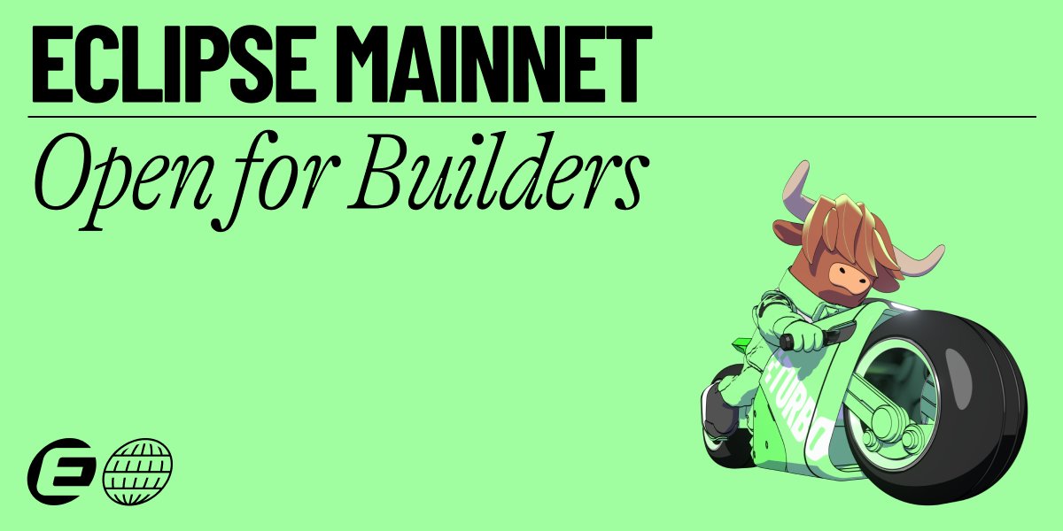 Eclipse Mainnet is now open for builders.

We've delivered Solana on Ethereum. As Ethereum's first SVM L2, this milestone represents a major step forward in Ethereum scalability.

eclipse.xyz/articles/eclip…