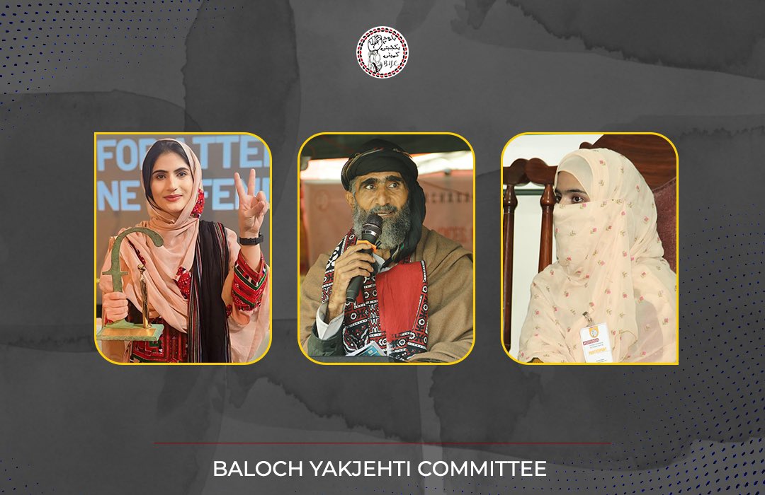 Baloch Yakjehti Committee (@balochyakjehtic) on Twitter photo In the violent crackdown against the Baloch Raaji Muchi yesterday, the CTD forcibly abducted BYC leaders along with other participants. Those abducted include Sammi Deen Baloch, Dr Sabhia Baloch and Sibghat Abdul Haq Baloch. Their abduction was witnessed by thousands of peaceful In the violent crackdown against the Baloch Raaji Muchi yesterday, the CTD forcibly abducted BYC leaders along with other participants. Those abducted include Sammi Deen Baloch, Dr Sabhia Baloch and Sibghat Abdul Haq Baloch. Their abduction was witnessed by thousands of peaceful