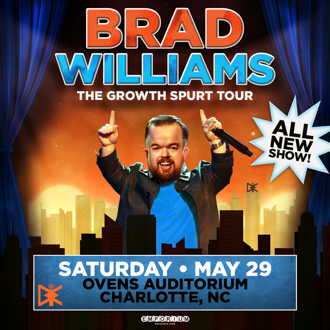 TheBOplex's tweet photo. JUST ANNOUNCED: Get ready to laugh, Charlotte!😂 @FunnyBrad brings the laughs to the stage on The Growth Spurt Tour at Ovens Auditorium on Thursday, May 29, 2025! Tickets go on sale this Friday, August 2nd! #theboplex #cltentertainment #cltcomedy https://t.co/Xik9QriM3N