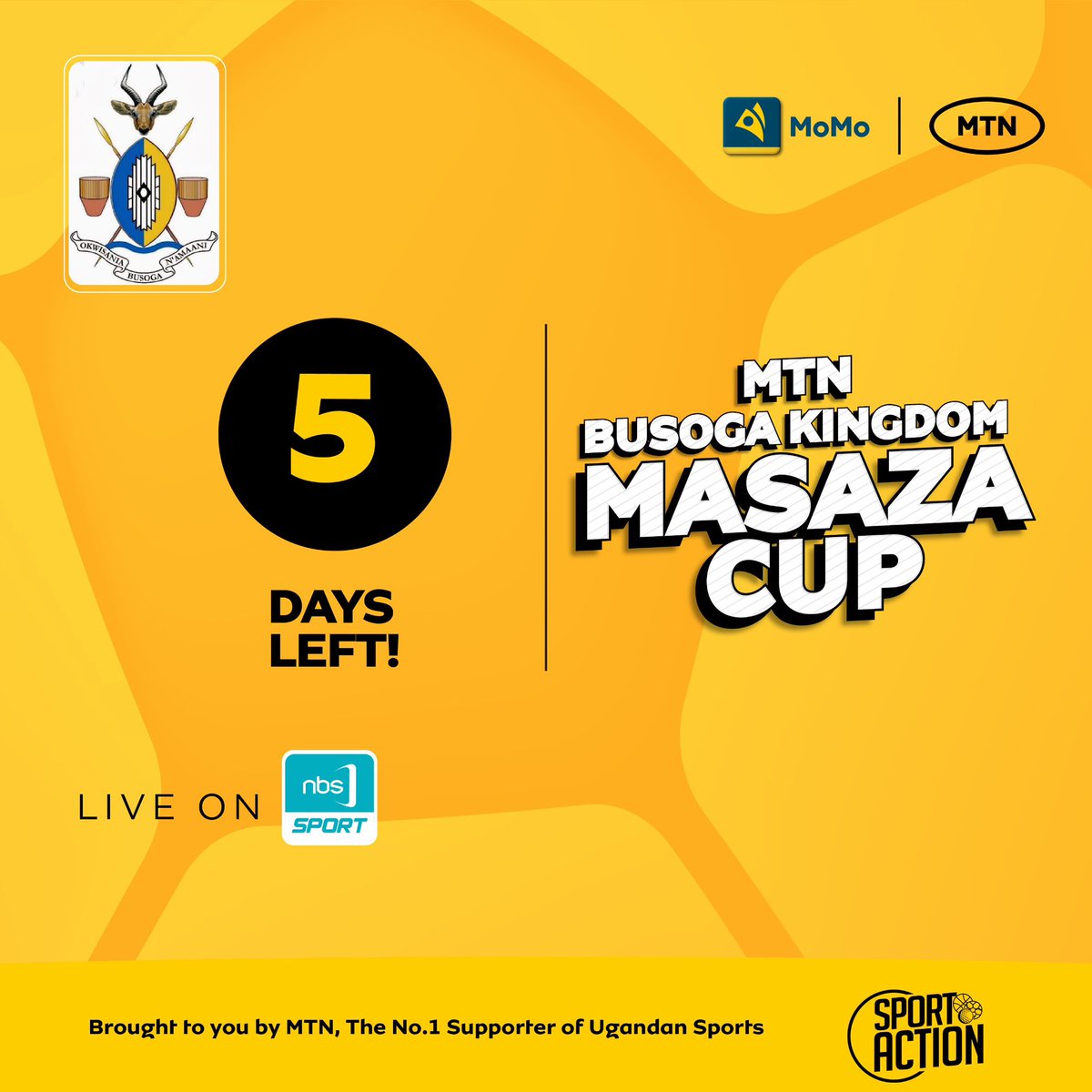 NBSportUg's tweet photo. ๐Five Daysโto go until the first game of the 2024 @mtnug Busoga Masaza Cup.
#NBSportUpdates #MTNUGSportAction https://t.co/GVMh1rfNSx