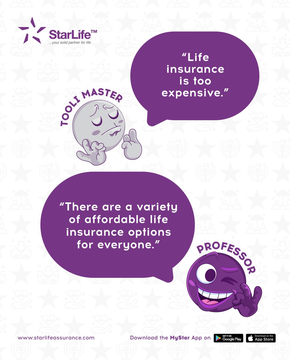 Starlifegh's tweet photo. Expensive life insurance?
That's just Tooli talk! Get schooled by the Professor: life insurance can be affordable for everyone.
#StarLifeAssurance #InsuranceMythBuster #StarPower https://t.co/23yRsptIJu