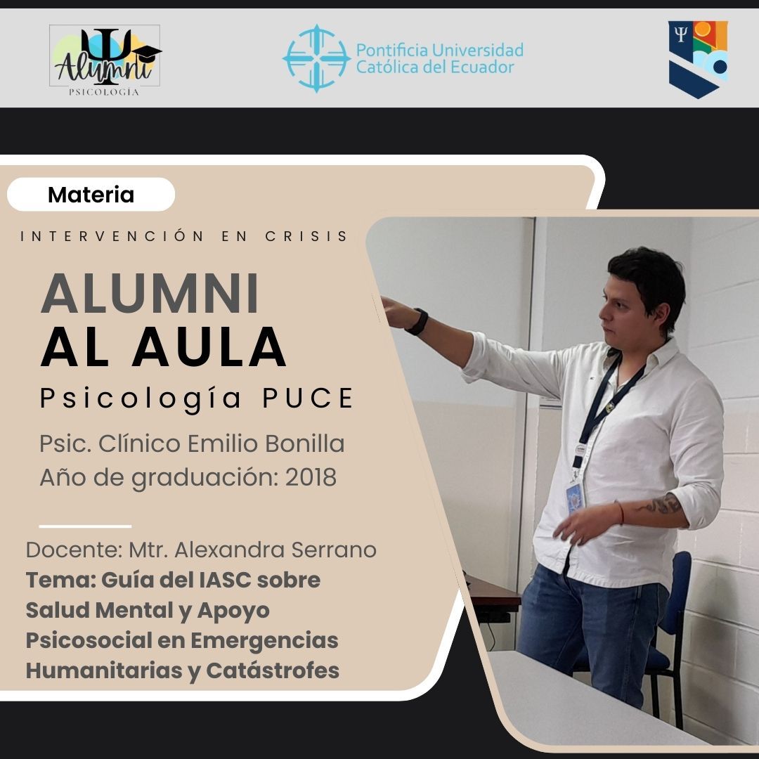 psicopuce's tweet photo. 🎓¡Es emocionante ver cómo nuestro Alumni Emilio Bonilla regresa a las aulas para inspirar a las próximas generaciones! Agradecemos a la Mtr. Alexandra Serrano por su contribución en #AlumniAlAula #AlumniPsicologíaPUCE.🎓 https://t.co/Pdo9zu0qda