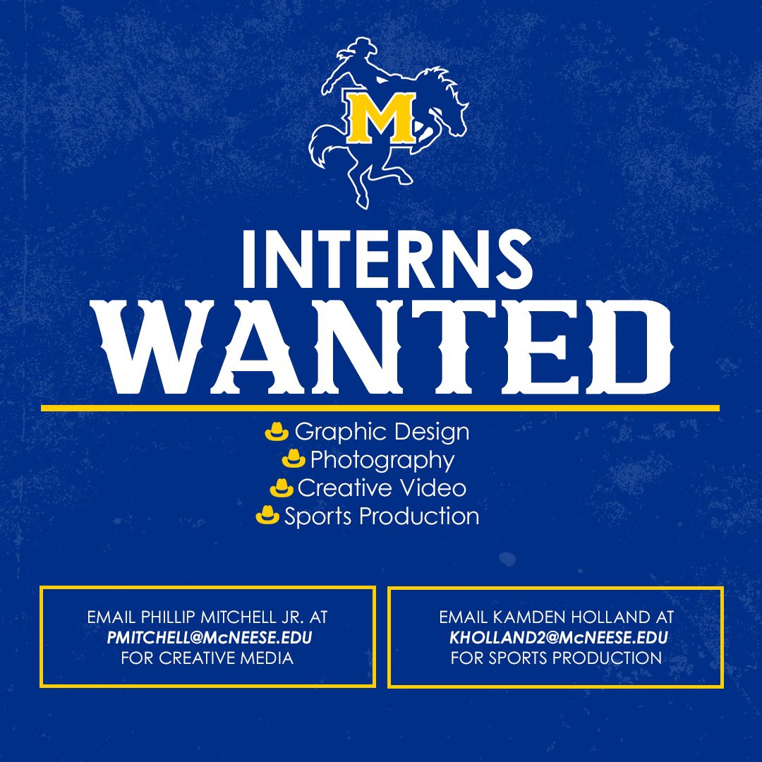 Join the team! 🤠

We’re looking for hard workers who want to make an impact with McNeese Athletics.

#GeauxPokes