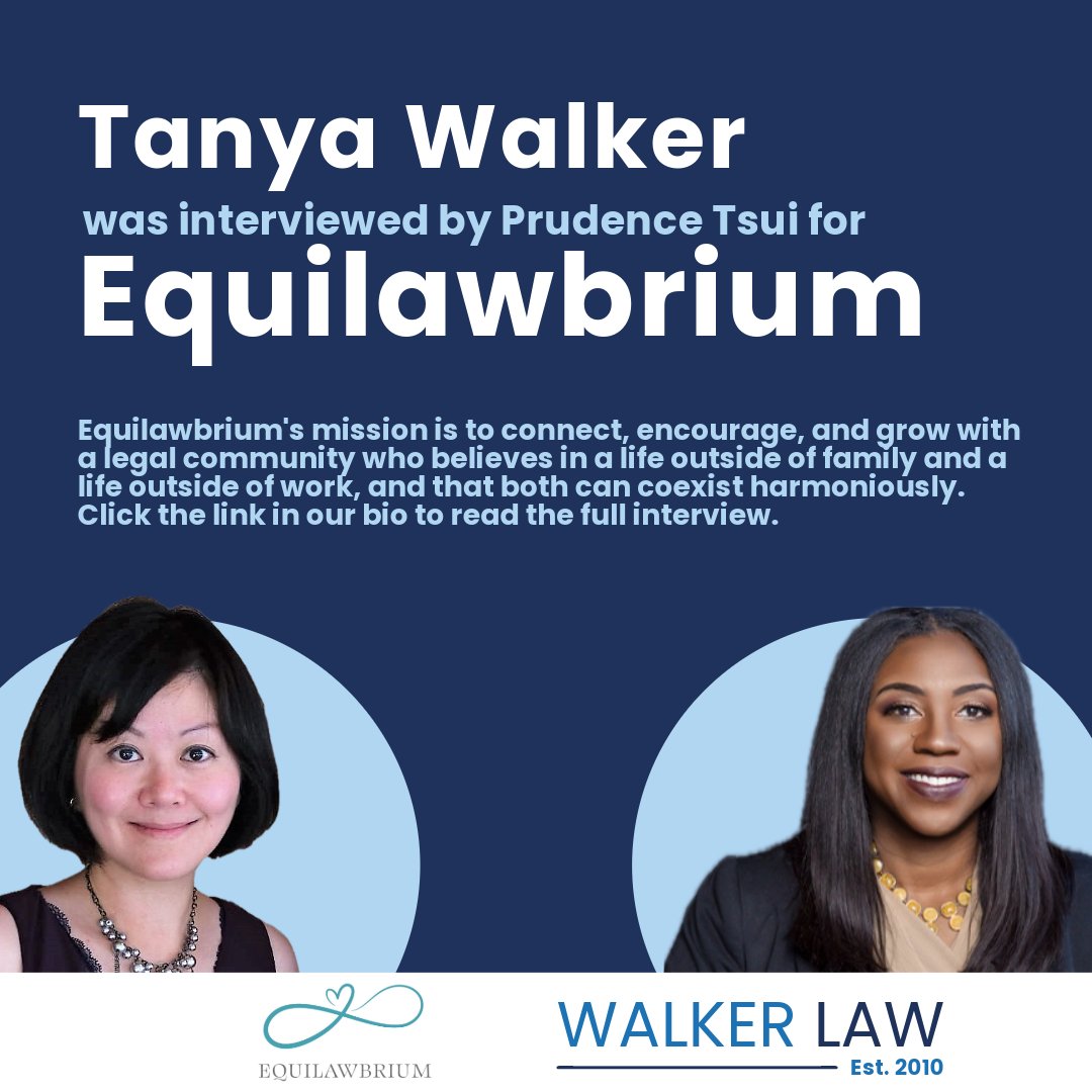 Tanya Walker was interviewed by Prudence Tsui for Equilawbrium. Equilawbrium's mission is to connect, encourage, and grow with a legal community who believes in a life outside of family and a life outside of work, and that both can coexist harmoniously. 

equilawbrium.ca/post/fireside-…