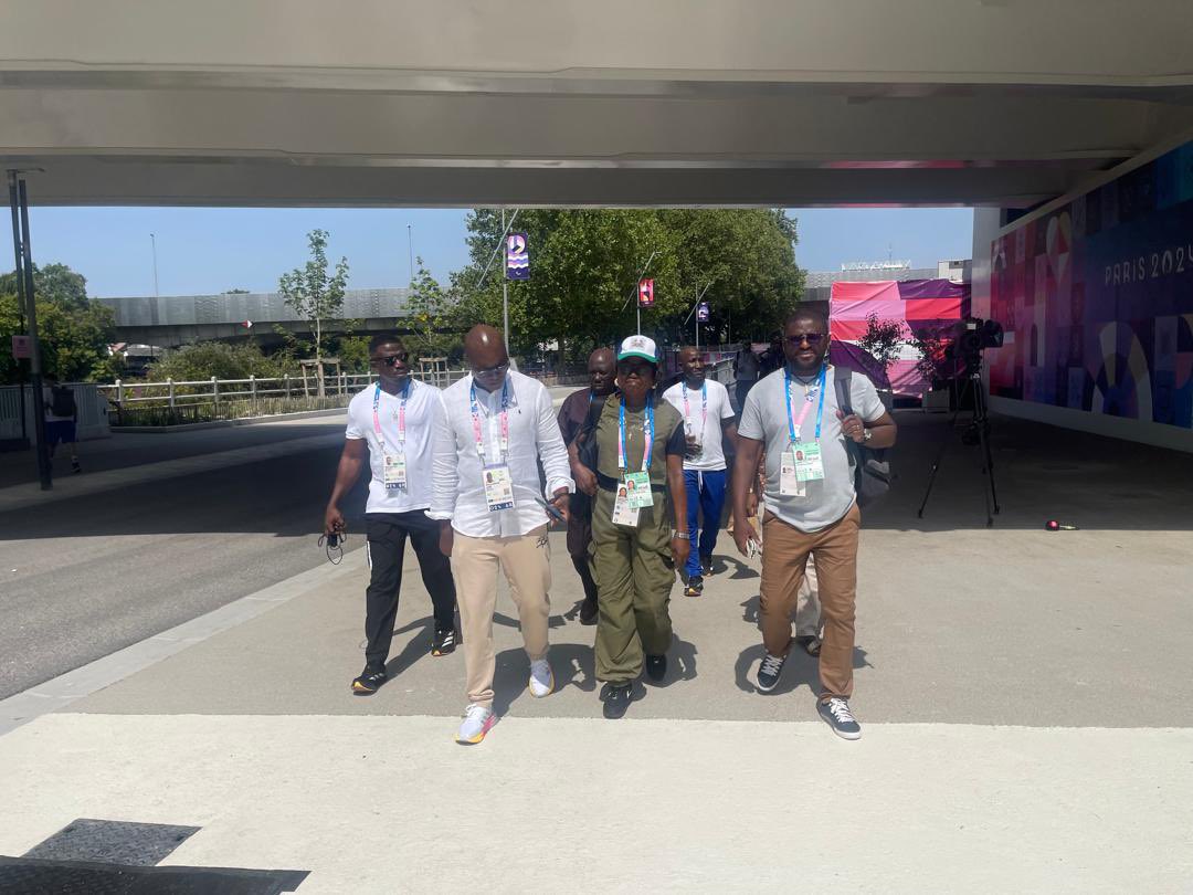 morrisjr88's tweet photo. #UpdatefromParis:#MinisterofSports, Madam James-Teima, @NSASierraLeone, Executive Director, @saffaAbdulai, @OlympicLeone, President #PrinceVSualley, his Secretary General, #JosephNyande, and others made an official visit to the athletes at the #GamesVillage in @Paris2024 https://t.co/CkplOFrOdk