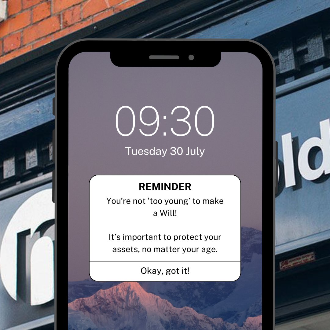 NewboldSols's tweet photo. You're not 'too young' to make a Will! Contact us to book a Will consultation to protect your assets. https://t.co/3tnmJSCjhi