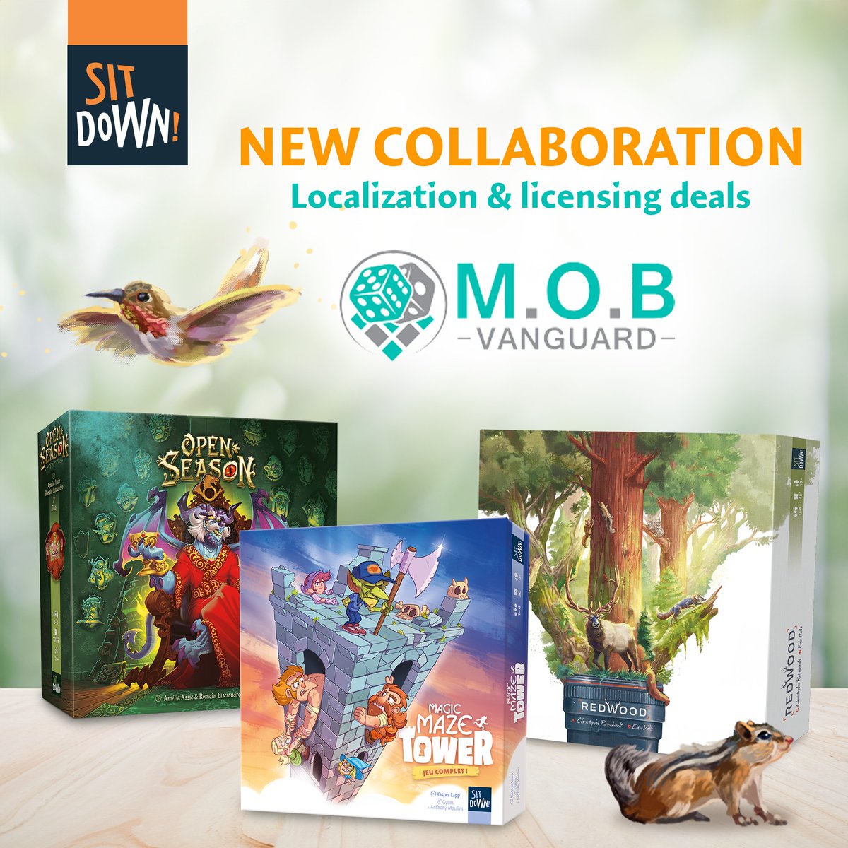 We are incredibly excited to announce the beginning of our partnership with @sitdowngames!

Sit Down is a studio oriented around family/family+ board games with a long and very successful history in the industry.🧵

#mobvanguard #proudagent #licensing #TogetherWeSail #boardgames