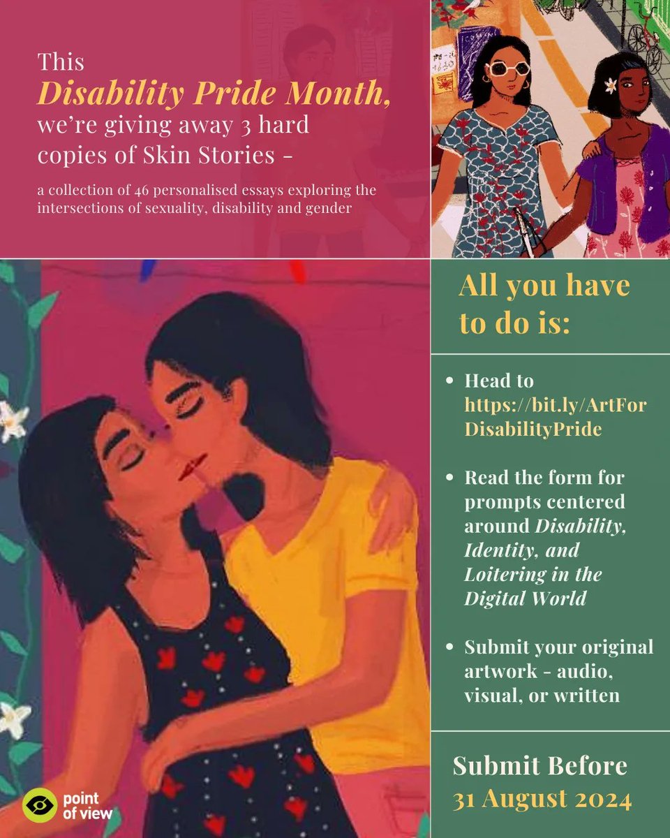 povmumbai's tweet photo. Submit by Aug 31, 2024: https://t.co/ipHzD92XOG 

📖Stand a chance to win Skin Stories - a collection of personal individual essays by Persons with Disabilities✨️

📚Read Skin Stories here: https://t.co/Ak7dWMcUld.
 
Questions? Comment below!

Can't wait to see your creations! https://t.co/Yo2BZw173W