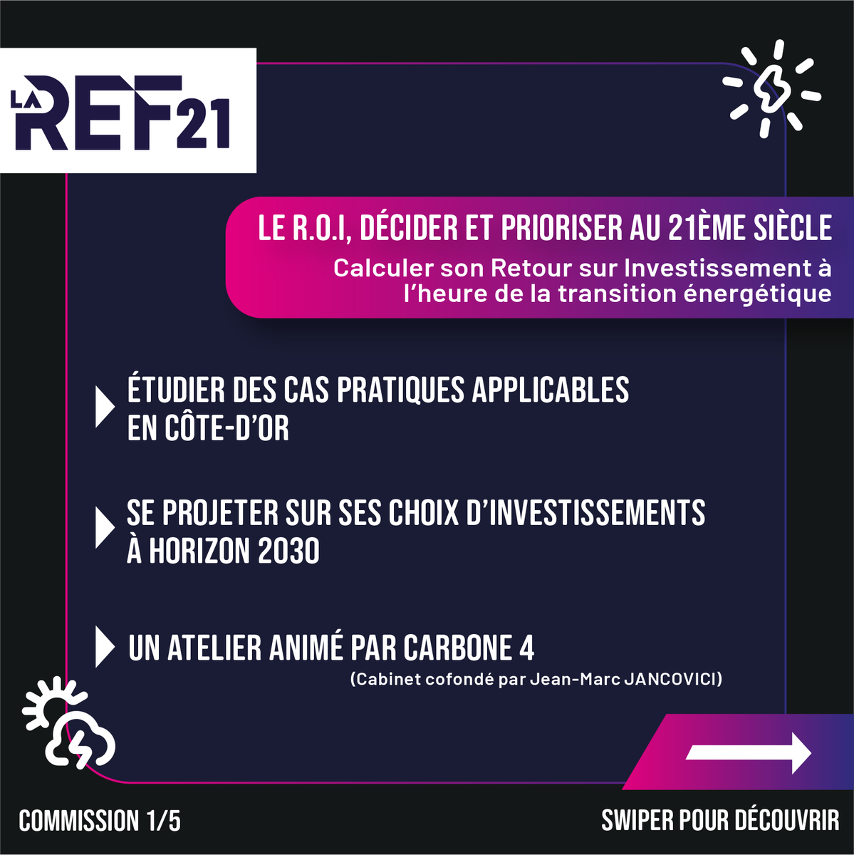 medef21's tweet photo. ☀ Nous vous présentons aujourd’hui les deux ateliers proposés par la Commission Énergie - Climat

‼️ Chaque atelier sera programmé deux fois dans la journée : une fois le matin, une fois l’après-midi

😉Restez branchés pour les prochaines présentations des ateliers de la REF21 ! https://t.co/W6JEDCksZw