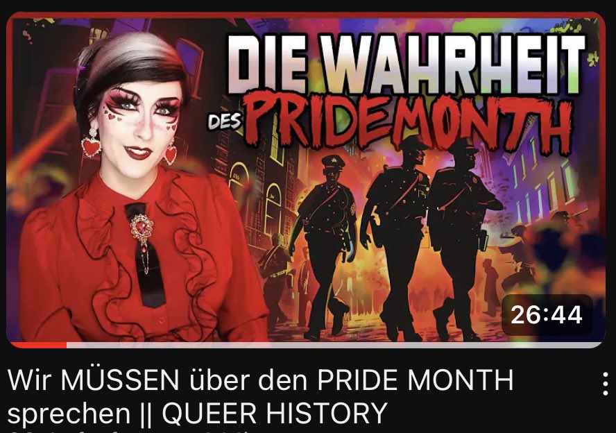Da ich glaube, dass viele garnicht den Hintergrund wissen WARUM wir den Pride Month haben und feiern.
Deswegen hab ich ein Video dazu gemacht🥰 

NEUES VIDEO ONLINE❤️🧡💛💚💙💜
youtu.be/E5ksDGUi6yU