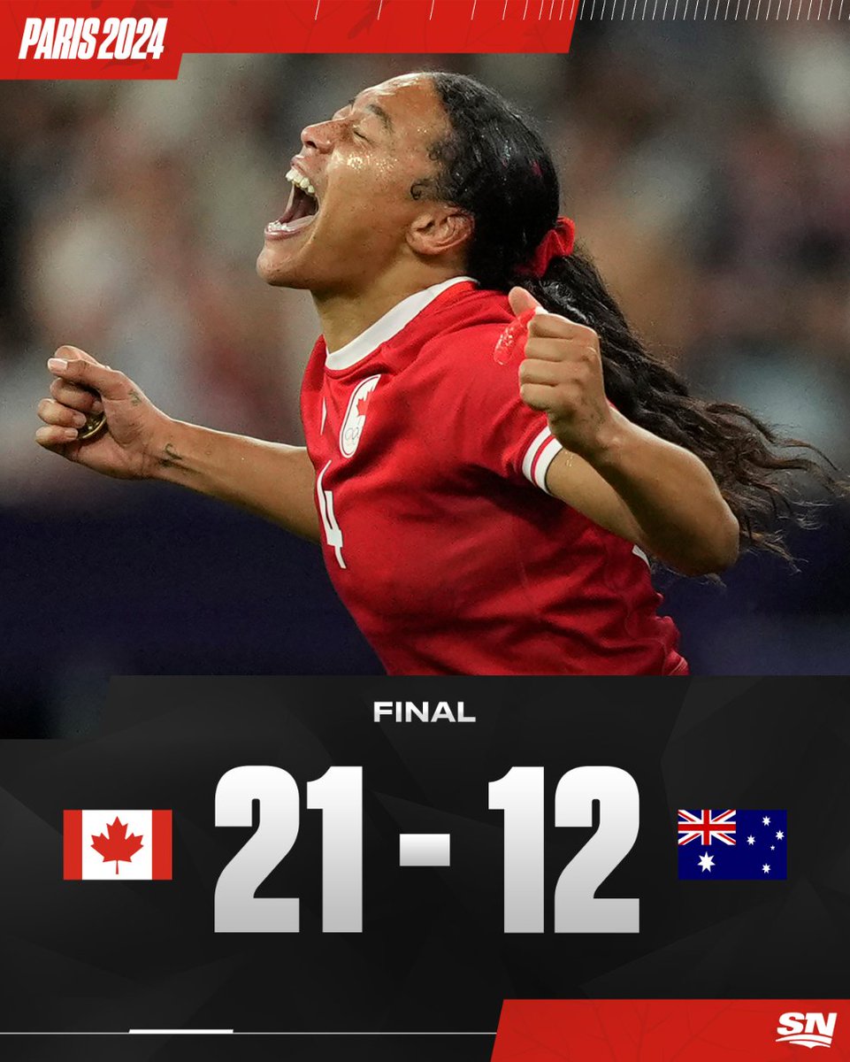 Sportsnet's tweet image. CANADA IS GOING TO THE WOMEN'S RUGBY SEVENS FINAL. 🇨🇦

#TeamCanada | #Paris2024