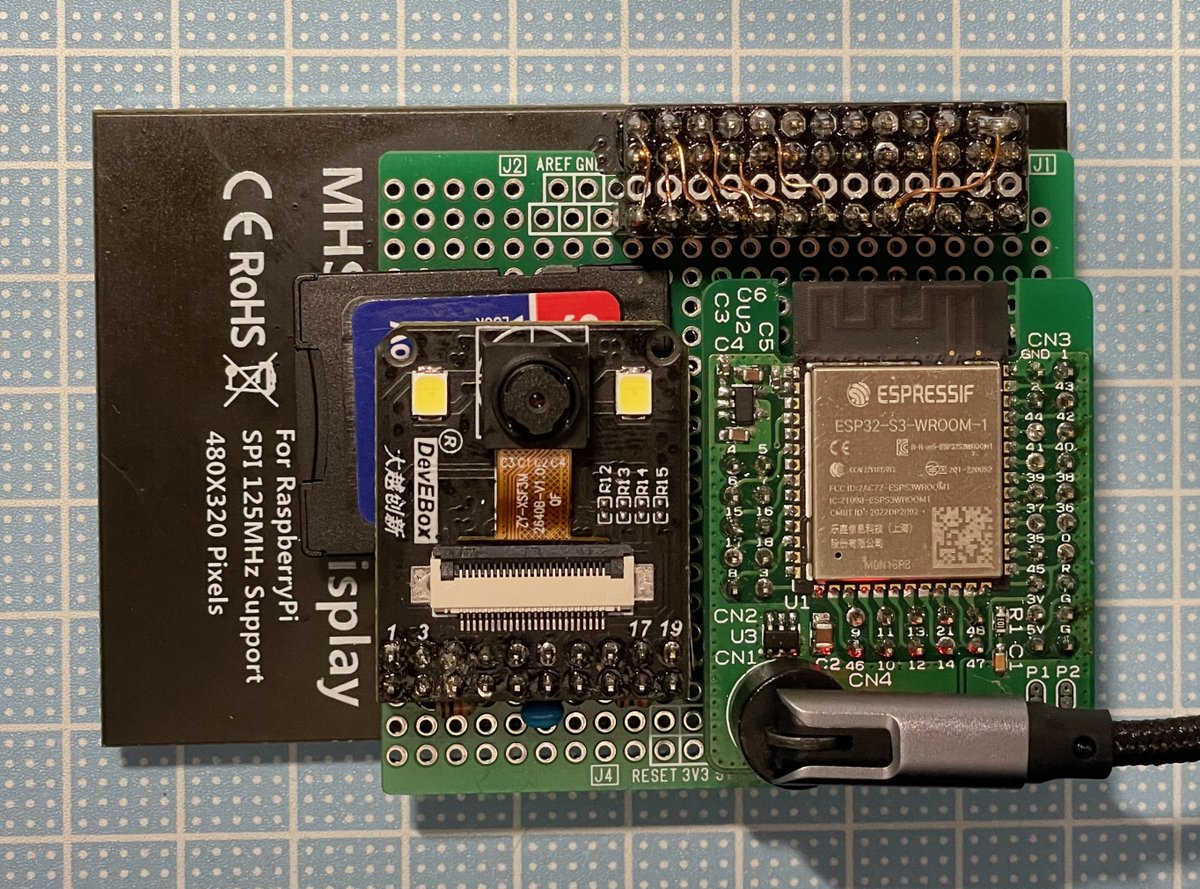 goji2100's tweet image. macsbug氏が頒布されている ESP32S3 ボードを入手した（評価用としていただいた😅）のでカメラを付けて（Spresense用を移植して）デジカメにしてみた

#ESP32S2 #OV2640

macsbug.wordpress.com/2024/06/24/mac…