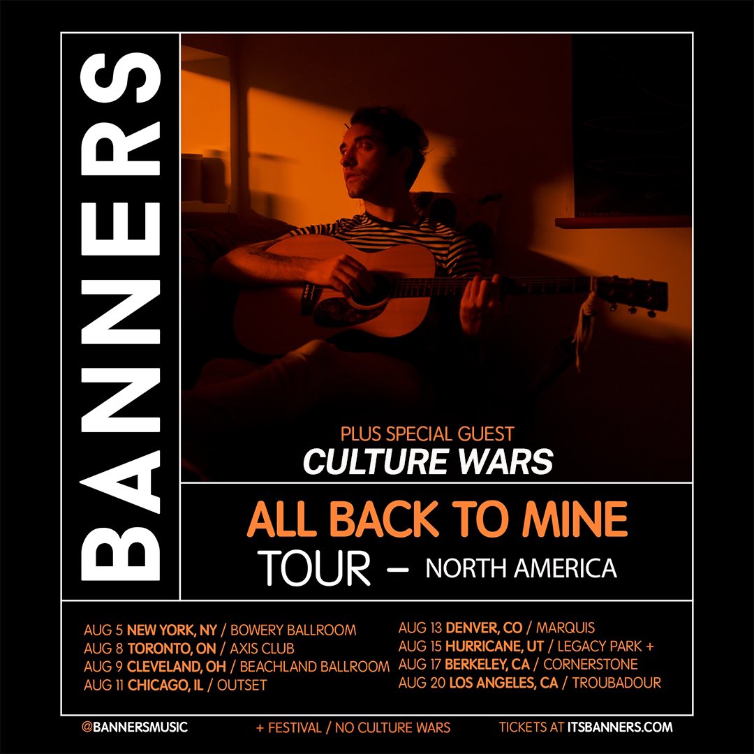 Culture Wars are just six days from their first tour in support of their upcoming album. See them with BANNERS on the North American Leg of his All Back To Mine Tour. Stops include New York City, Toronto, and Los Angeles!