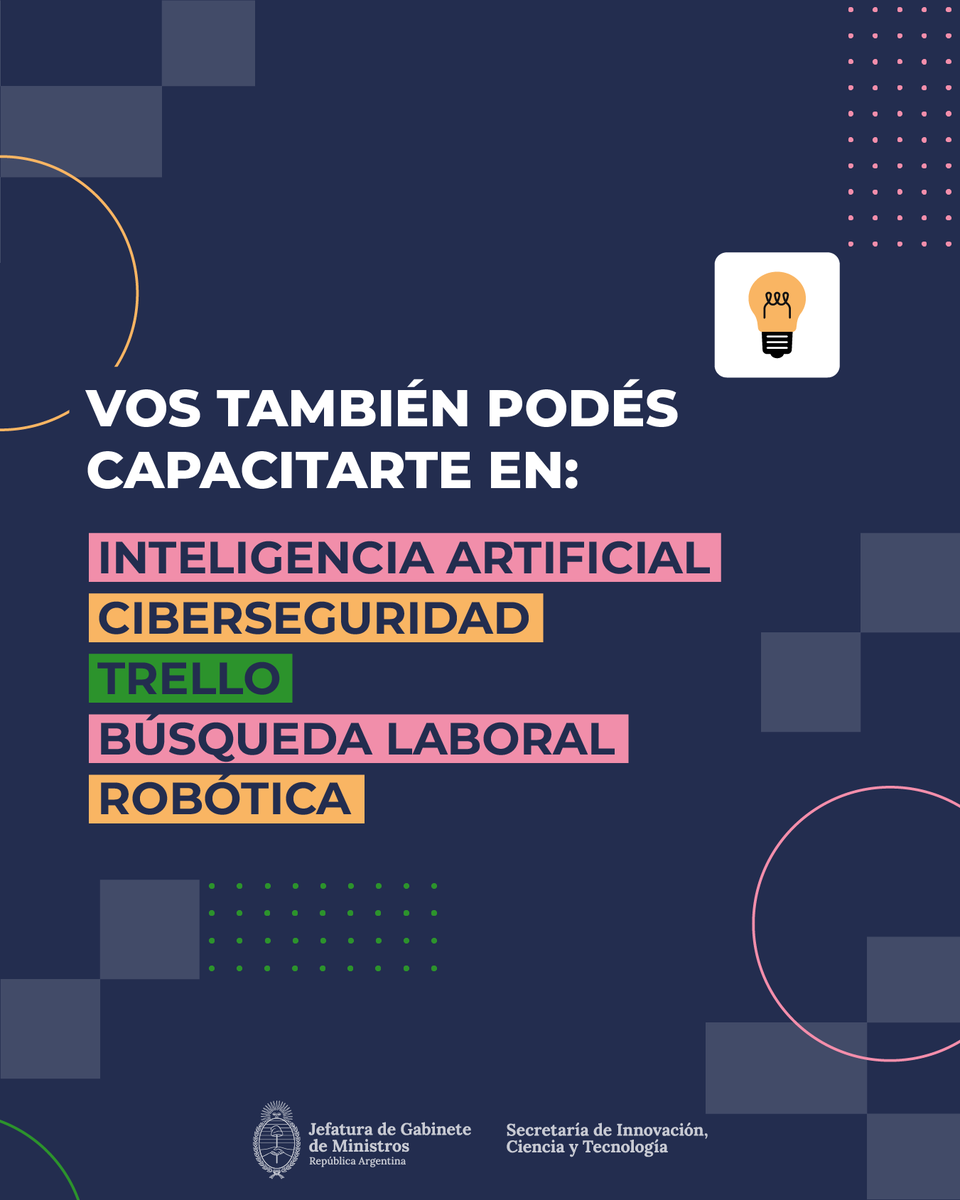 innovacionar's tweet photo. Quedan poquitos días para el cierre de inscripción. ⏳

Hasta el domingo 4/8 podés anotarte en nuestros cursos no arancelados, asincrónicos y con la capacidad de hacerlos desde tu celu 📱, compu o tablet 📲.

👉 https://t.co/zPuO7WhApg https://t.co/rJmvsTiXqC