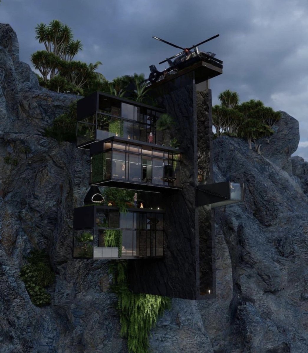 HOUSEPORN___'s tweet image. Modern cliff house.