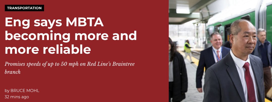 "At a board meeting last week, Eng acknowledged the MBTA remains a work in progress, but he said service is improving, employee levels are continuing to rise, and the slow zones that have plagued the T for most of the last year are rapidly disappearing."
commonwealthbeacon.org/transportation…