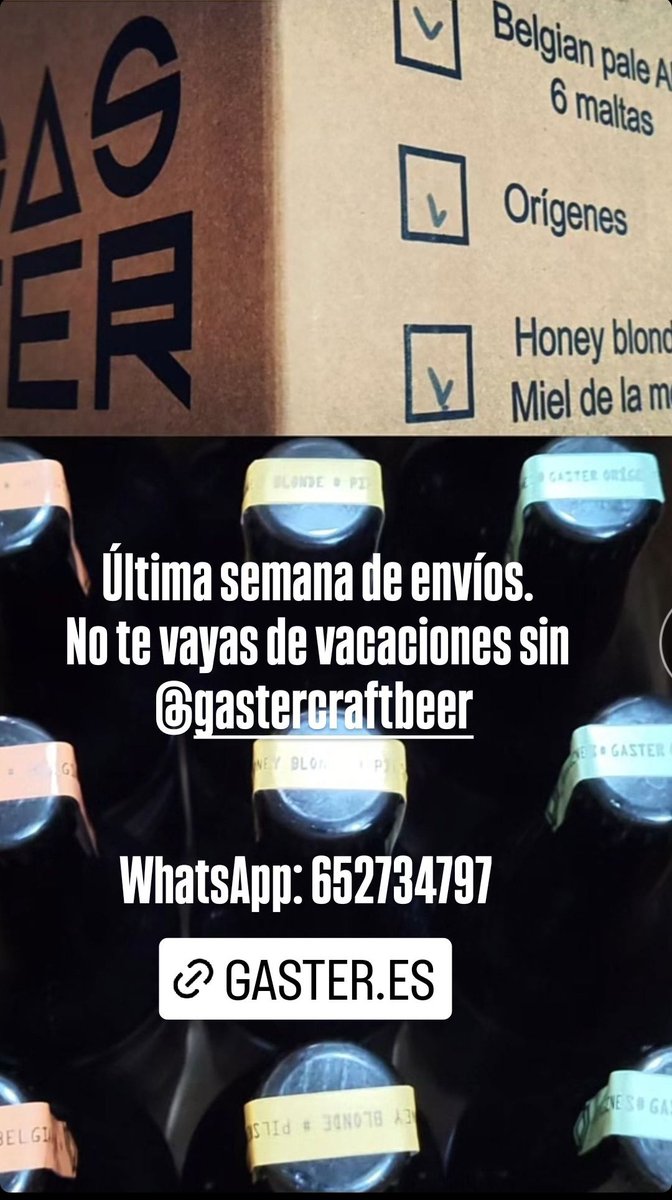 🍺Última semana de envíos. <a href="/gastercraftbeer/">Gastercraftbeer</a> #cervezaartesana #VitoriaGasteiz #craftbeer Fotos de su IG.