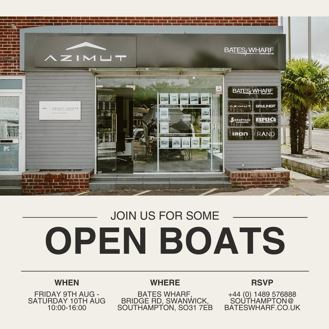 Join us in Swanwick 9-10 August to explore the Azimut Yacht Range #boatshow #boatforsale #newboat #newyacht #azimutyachts #superyacht #princessyacht #fairlineyacht #boating #boats