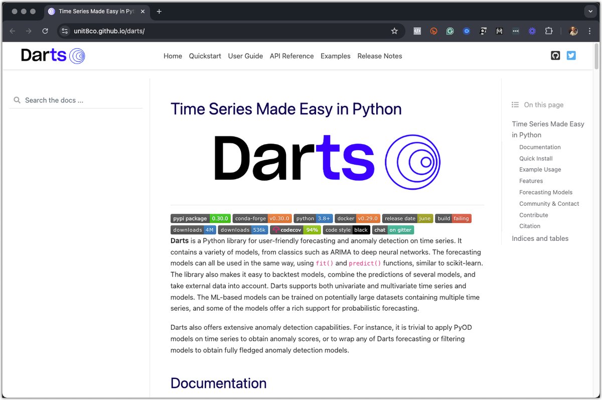 darts: a Python library for user-friendly forecasting and anomaly detection on time series.

It's 100% free. And it has 12 resources to help you get started: