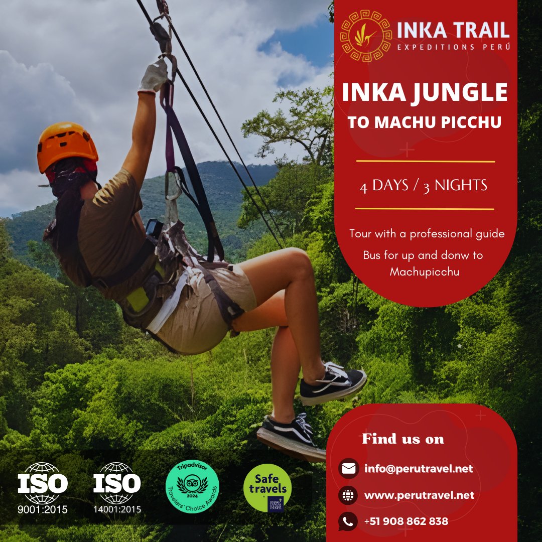 IncaJunglePeru's tweet photo. Inca Jungle Trek to Machu Picchu in 4 Days

The Inca Jungle Trail to Machu Picchu is a popular alternative route where you can not only go trekking.

More info:
- info@incajungle.net
- +51 908 862 838
- https://t.co/IgonEqEyvM

#incajungle #MachuPicchu #trekking #adventuretravel https://t.co/U6eLrHMX1h