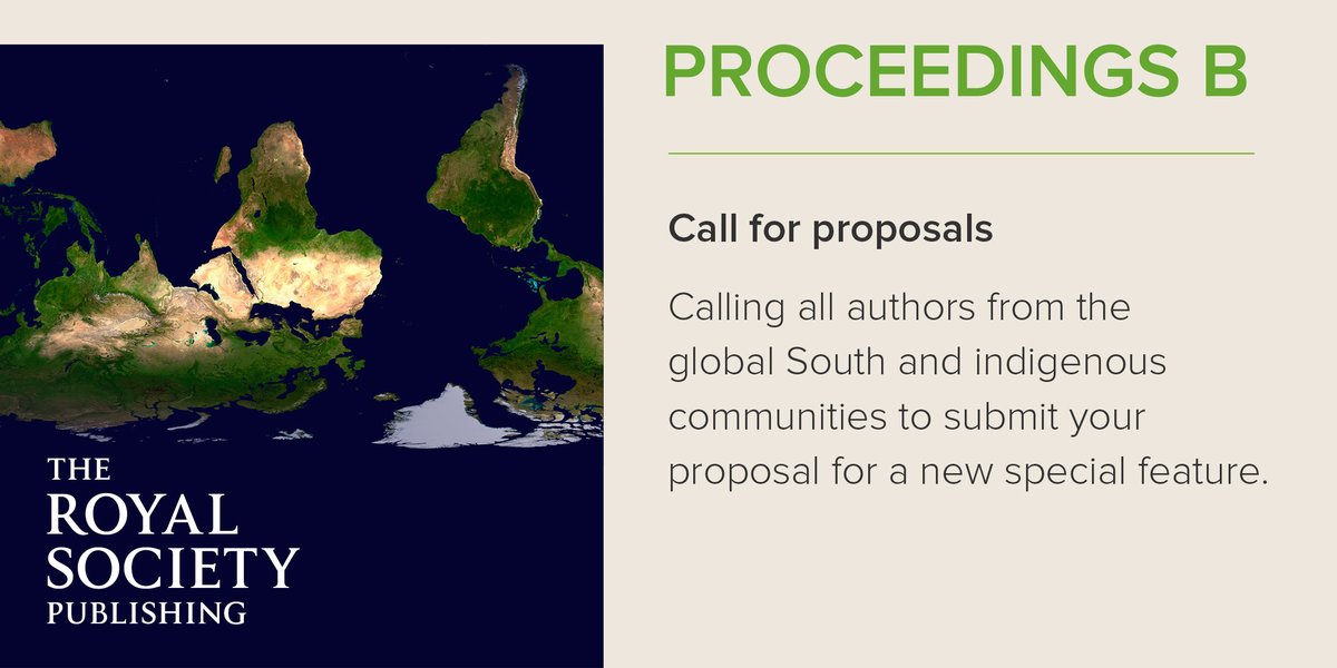 Morning #Evol2024! New Special Feature in #ProcB - The other 1%: Showcasing #science and #scientists from the #GlobalSouth and #indigenous communities - find out more on how to send us your proposal ow.ly/TizI50SpZI1