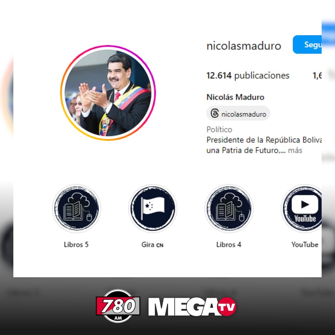 780AM's tweet photo. NICOLAS MADURO PIERDE VERIFICADO EN REDES SOCIALES |

➡️Tras las polémicas elecciones en Venezuela, el mandatario venezolano perdió el verificado en Facebook e Instagram

👀En "X" Maduro perdió la verificación de "cuenta de una organización gubernamental o multilateral" y solamente tiene el azul que es pago

#780AM @Megatv_py