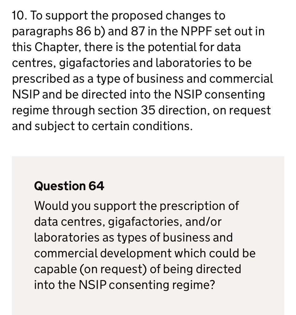 martinrsmith's tweet photo. UK Govt proposing changes to planning rules to make it easier to build laboratories, data centres and digital infrastructure - to support a modern economy

Consultation also asks for views on allowing these to be classed as Nationally Significant Infrastructure Projects (NSIPs) https://t.co/jj9Icg674p