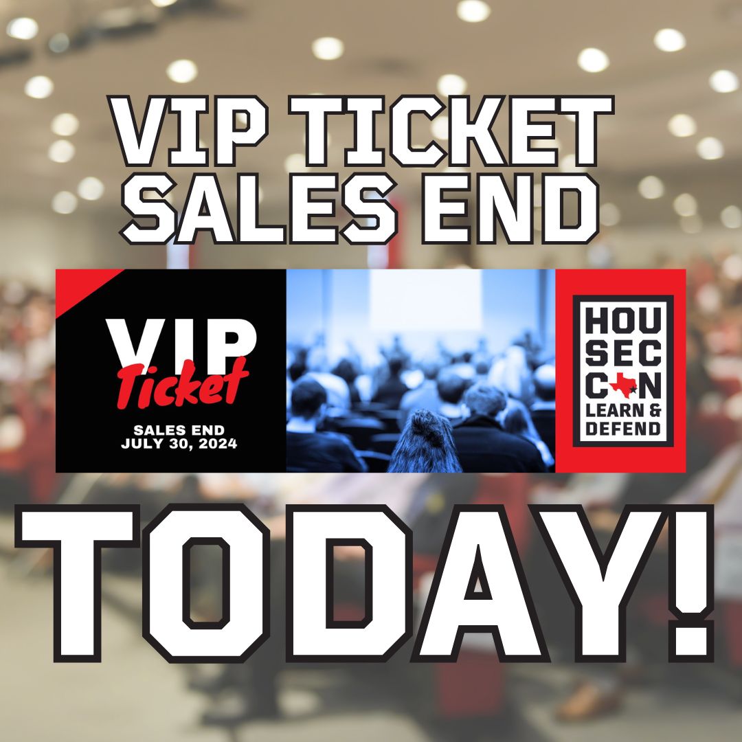 Today is the final day to purchase VIP tickets for HOU.SEC.CON. 2024. Benefits include priority check in and premium swag, secure your spot now and elevate your conference experience!

web.cvent.com/event/bd513fda…

#HOUSECCON #LearnandDefend #Cybersecurity #VIPTickets #Conference