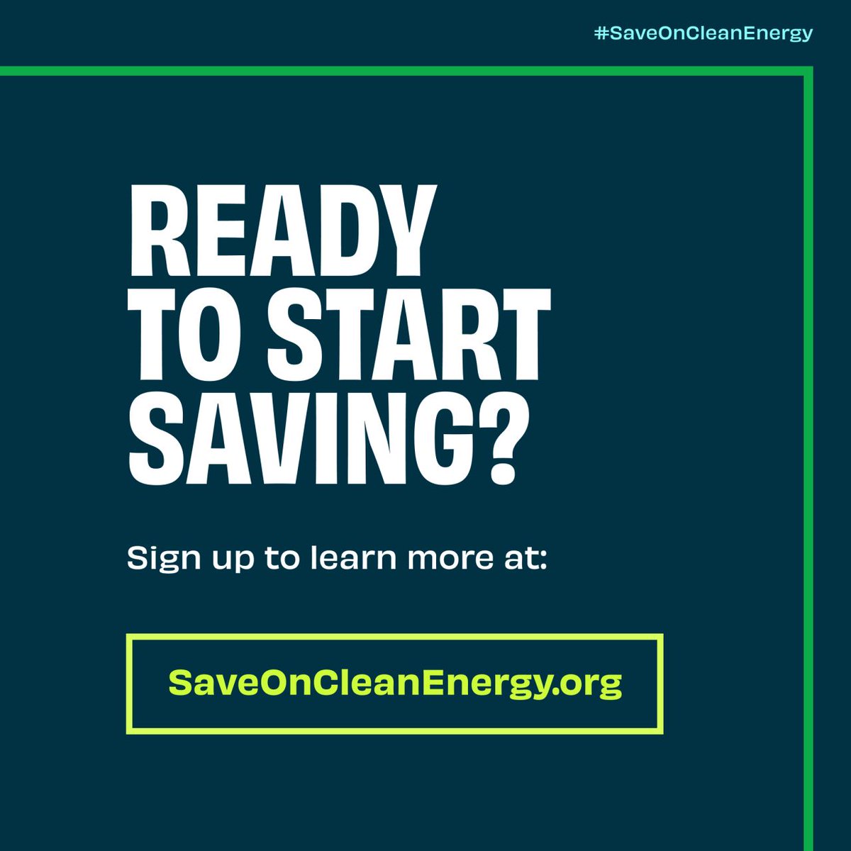 It’s time to #SaveOnCleanEnergy! 

We’re partnering with <a href="/CivicNation/">Civic Nation</a>, including 50 businesses and organizations, to ensure consumers and communities across America have the support they need to cut their energy costs and save on clean energy upgrades.

⚡ SaveOnCleanEnergy.org
