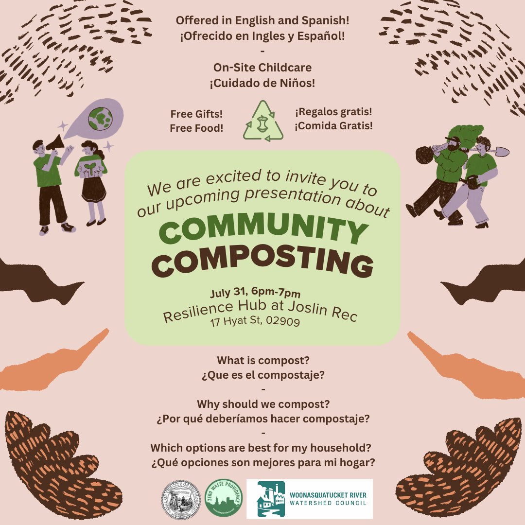 We are hosting a Compost Info Session Wednesday 7/31 6 - 7 pm at Olyneville Rec Center! We hope to see you there.
Highlights: Free dinner, free gifts, free childcare, Spanish language interpreters on site!